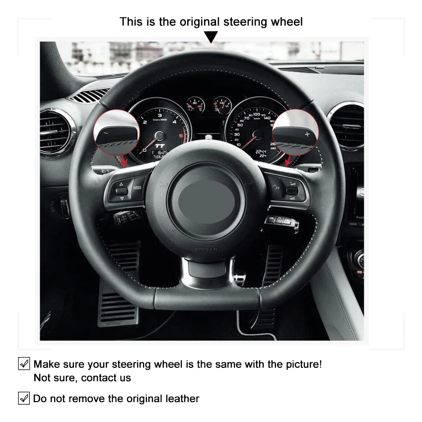 Сшитые вручную Черные искусственные кожаные фотообои для Audi R8 2008-2010 TT 2008-2015 TTS