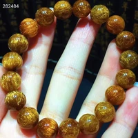 natural copper rutilated quartz bracelet brazil 11mm rutilated clear round beads women men cat eye wealthy aaaaaaa