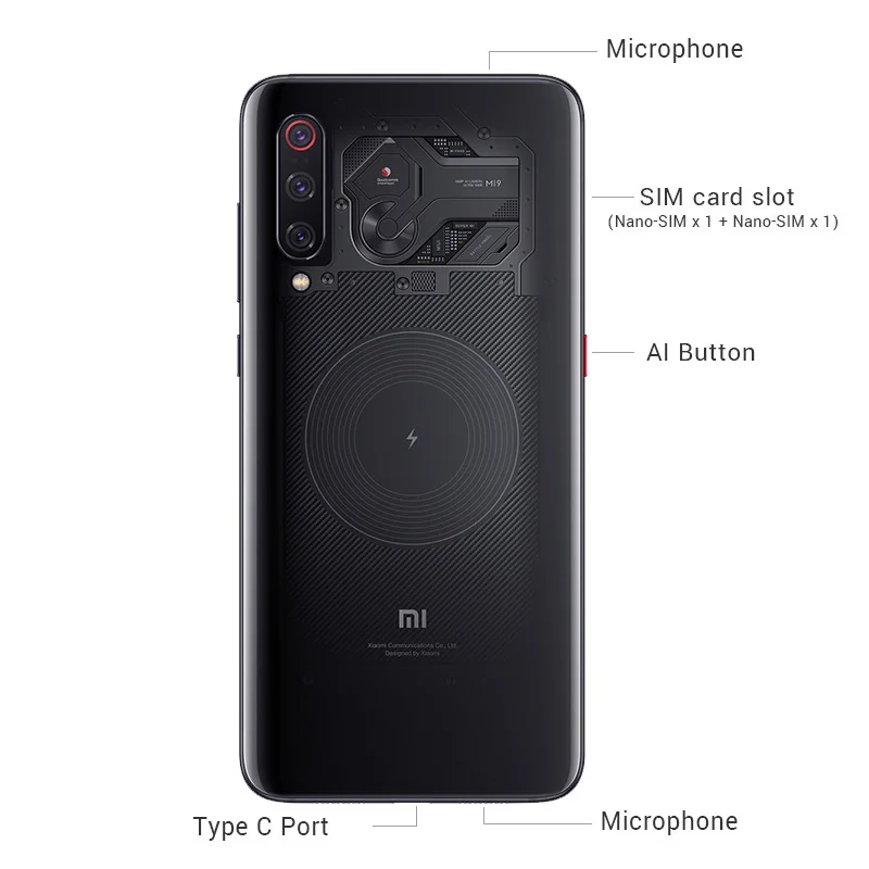 Xiaomi mi 9 mi 9, прозрачный, 12 Гб ОЗУ, 256 Гб ПЗУ, смартфон mi 9, Восьмиядерный процессор Snapdragon 855, камера 6,39 дюйма, 48 МП, дисплей, отпечаток пальца