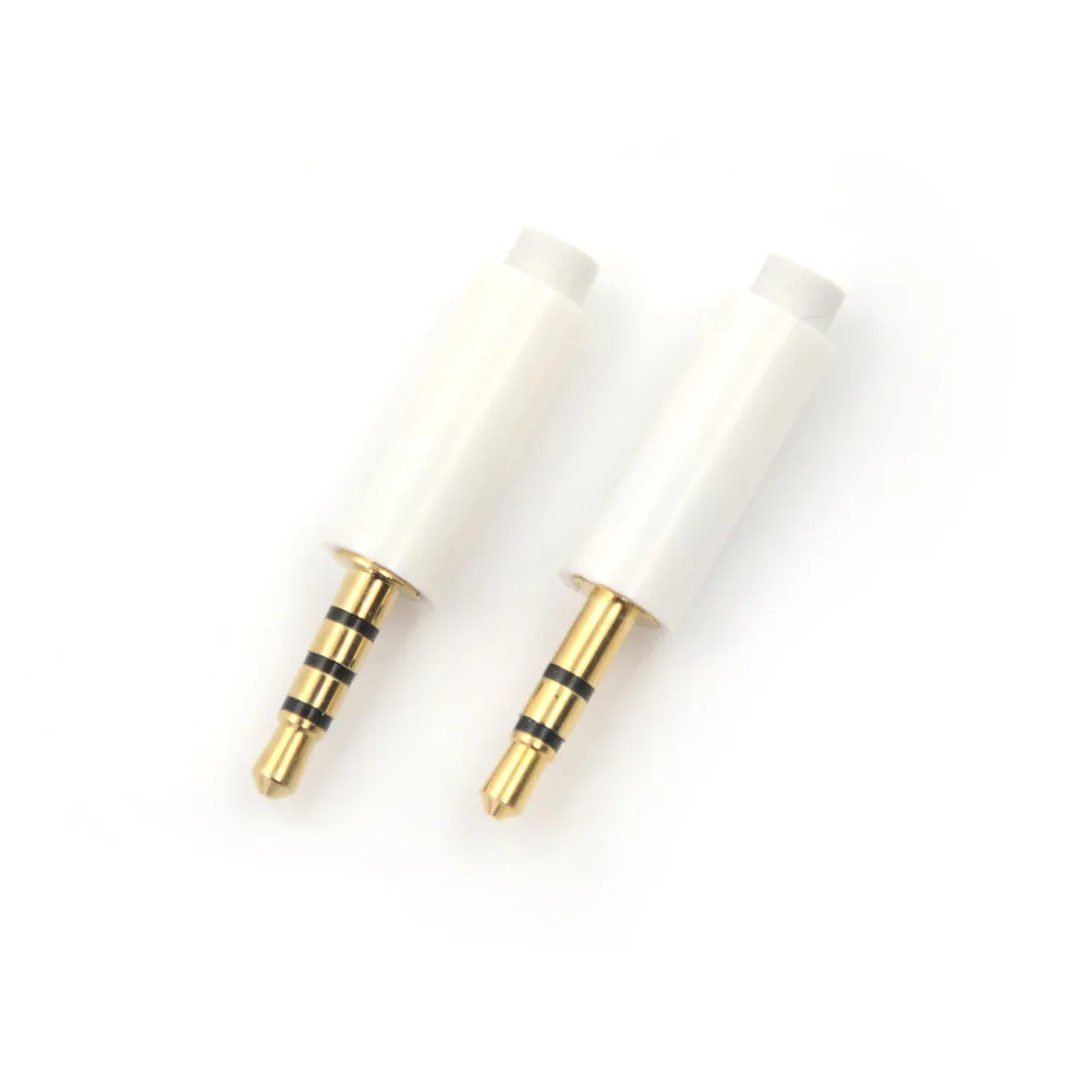 

2.5mm Stereo Headset Plug With Tail 3/4 Pole 2.5 Mm Audio Plug Jack Adaptor Connector For Phone White 2pcs