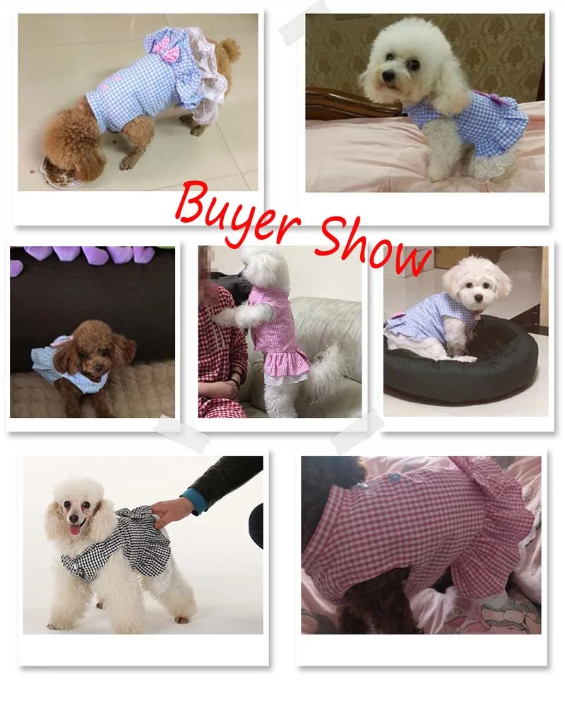 Платье с бантом для щенка Классическая клетчатая кружевная юбка принцессы