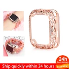 Чехол для часов Apple Watch, 44 40 мм, 42 38 мм, резной, медный, с блестками, металлический чехол (для iWatch Series SE)  65432