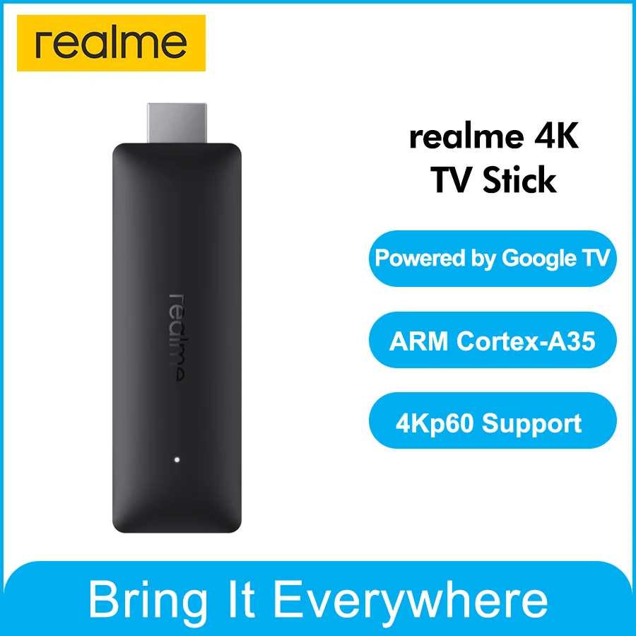 Realme 4K Smart Google TV Stick 2GB 8GB HDMI 2.1 Quad-Core CPU Dual-Core GPU HDR 10+ 4Kp60 Support Dual Global Version - ТВ-приставка Realme 4K Smart Google TV Stick 2 ГБ 8 ГБ HDMI 2.1, четырехъядерный процессор, двухъядерное графическое ядро, поддержка H