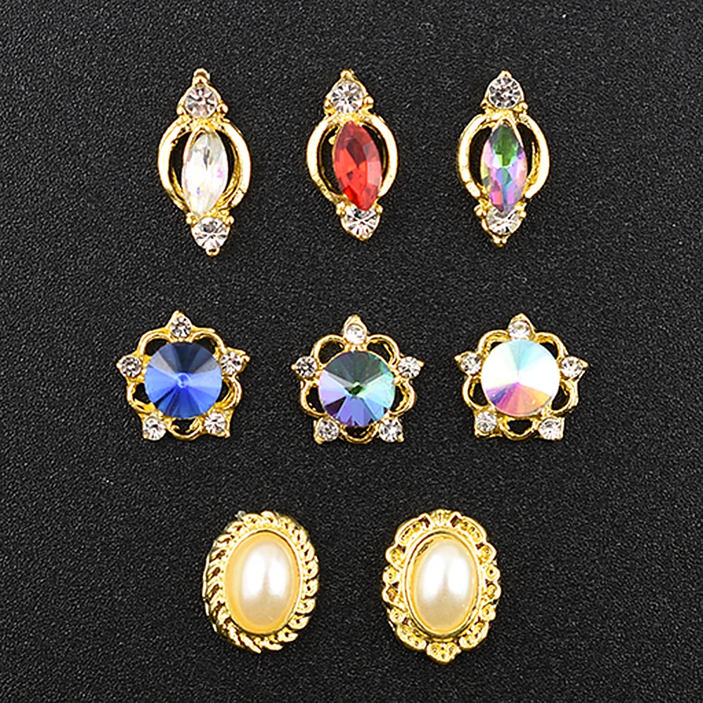 

100Pcs 3d Nail Art Decorations Rhinestone Alloy Charm Gliter Nail Gold Studs Crystal Diamonds Stone Strass Jewelry Accessoires