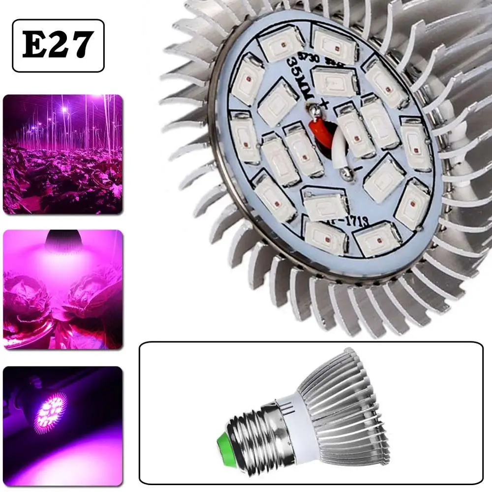 Яркость ультрафиолетового E27/E14/GU10 18Led полного спектра, для теплицы гидропонный растительный светильник лампа для комнатной посадки - Мощность в ваттах: E27