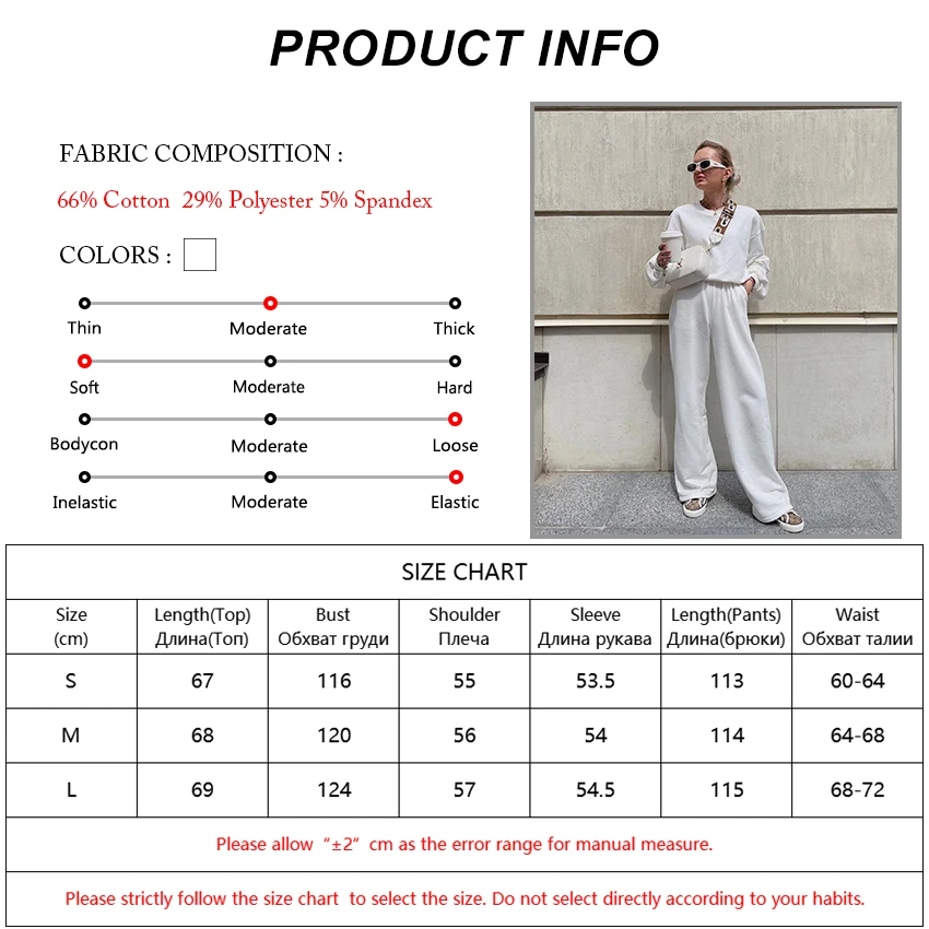

OOTN Solid Loose Casual Home Suit Outfits White Autumn Winter Women Two Piece Set Long Sleeve Pullove Tracksuit Pants Set Knit