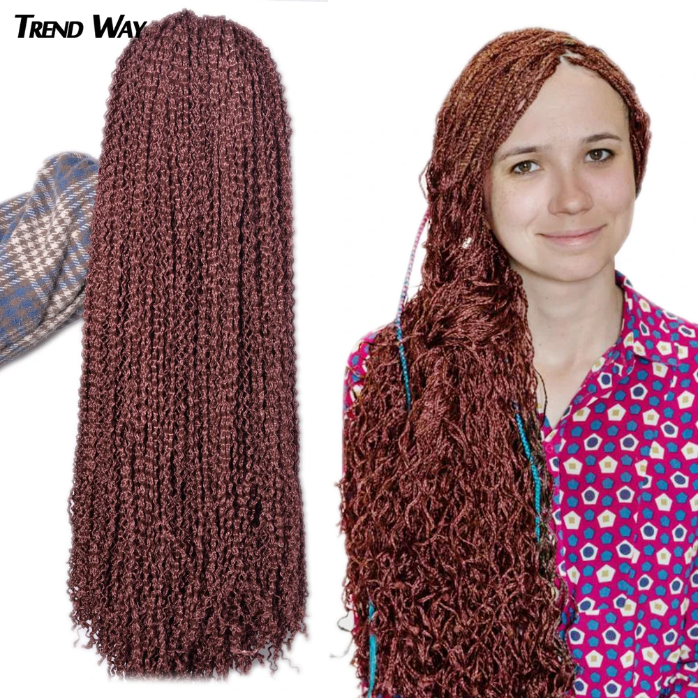 

Trend Way Synthetic Hair Extensions Braiding Hair Blonde Balck For Women 25inch Long Curly Box Braids Zizi Crochet Hair Bundles