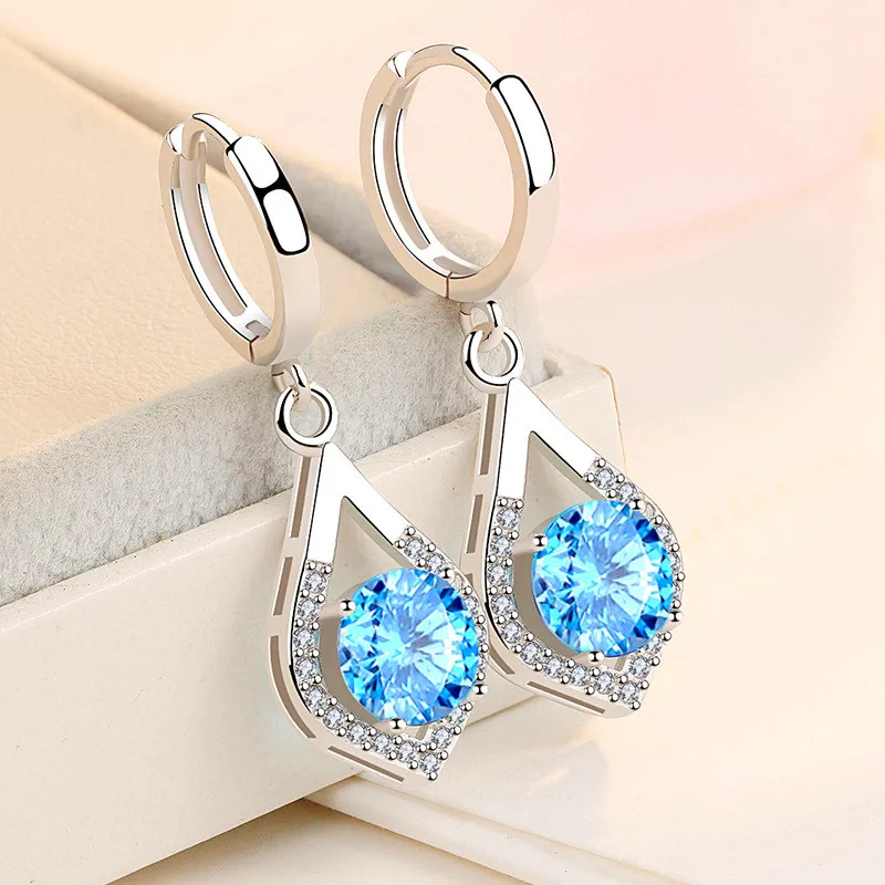 Женские серьги с розовым и синим кристаллом Kawaii модные круглые серьги-кольца для