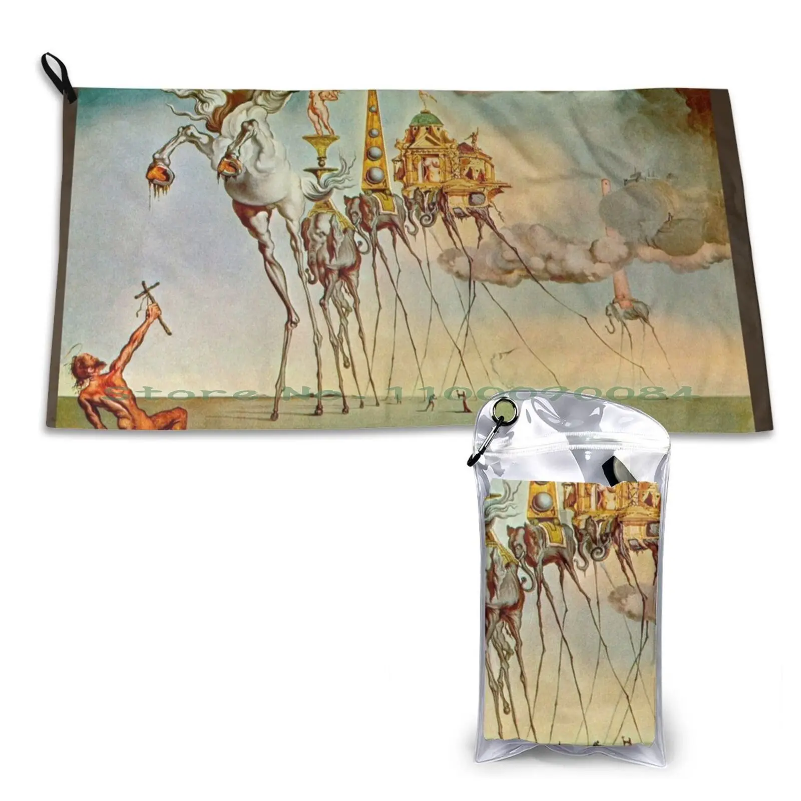 Портативное быстросохнущее полотенце с изображением святого Энтони, Сальвадора Дали, слонов