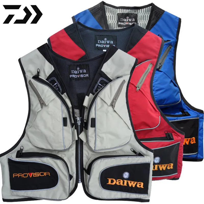 

2021 Daiwa Men Outdoor Fishing Vest Detachable Riding Multiple Pockets Breathable Grid Mesh Comfortable Wear-Resisting Jackets