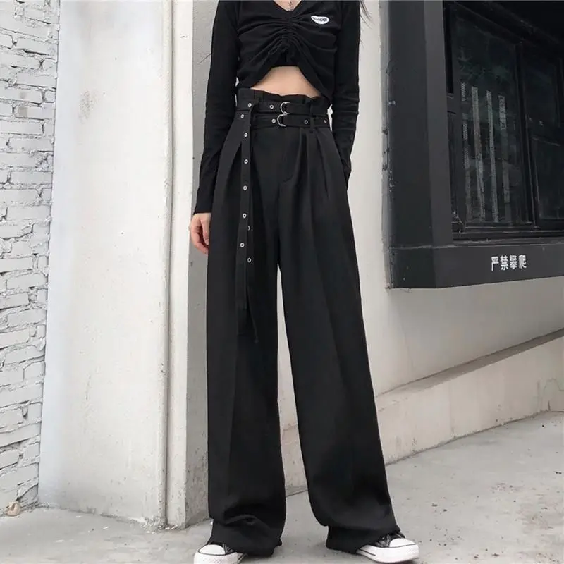 

2022 Loose Drop Feeling Wide Leg Trousers Floor Trousers High Waist And Thin Black Straight Pants Casual Pants Women's Fashion