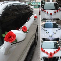 artificial flowers bridal party decor wedding car mirror handle decoration romantic party fabric flowers car decor