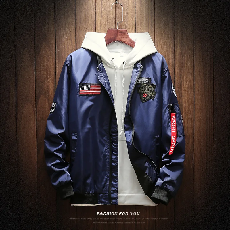 2019 Men Zipper Bomber Jackets Baseball Coats Mens winter military jackets Air Force Jacket Ma-1 Flight Size 4XL | Мужская одежда