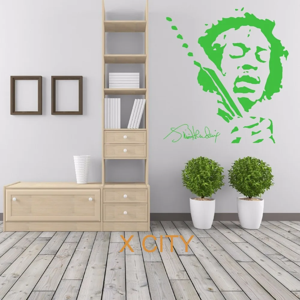 H61cm x W57cm JIMMY HENDRIX музыка поп звезда винил стены Искусство комната, наклейка на дверь окна трафареты роспись Декор - Цвет: H61cm x W57cm