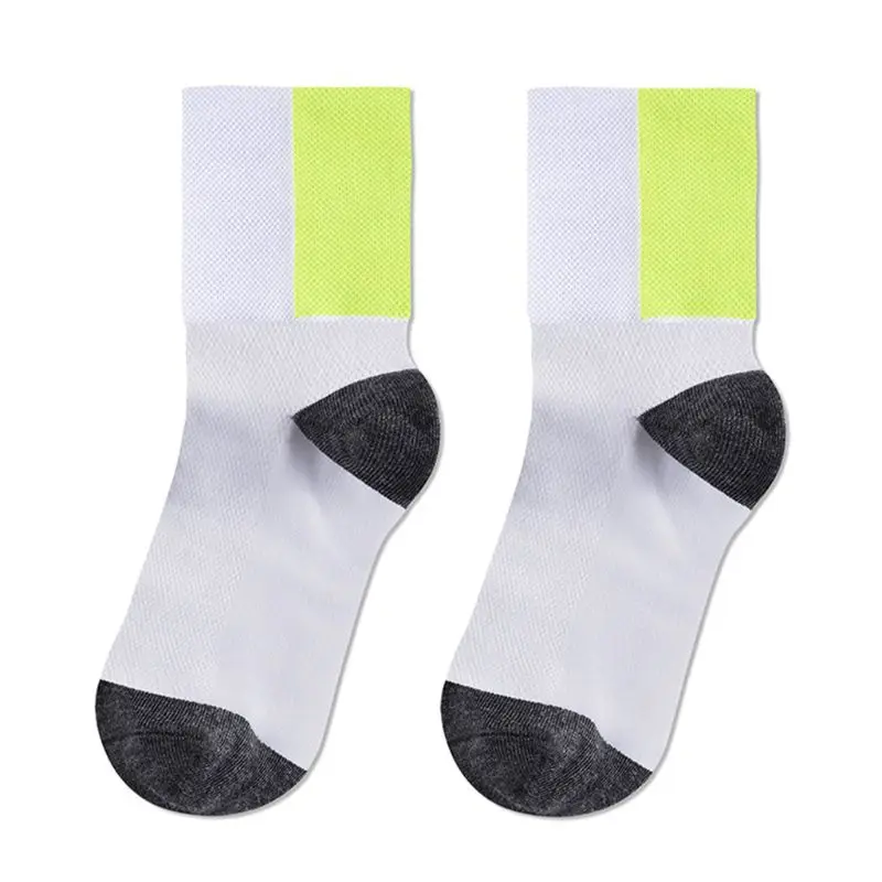 

Unisex Sport Crew Socks Breathable Mesh Contrast Color Compression Ankle Hosiery