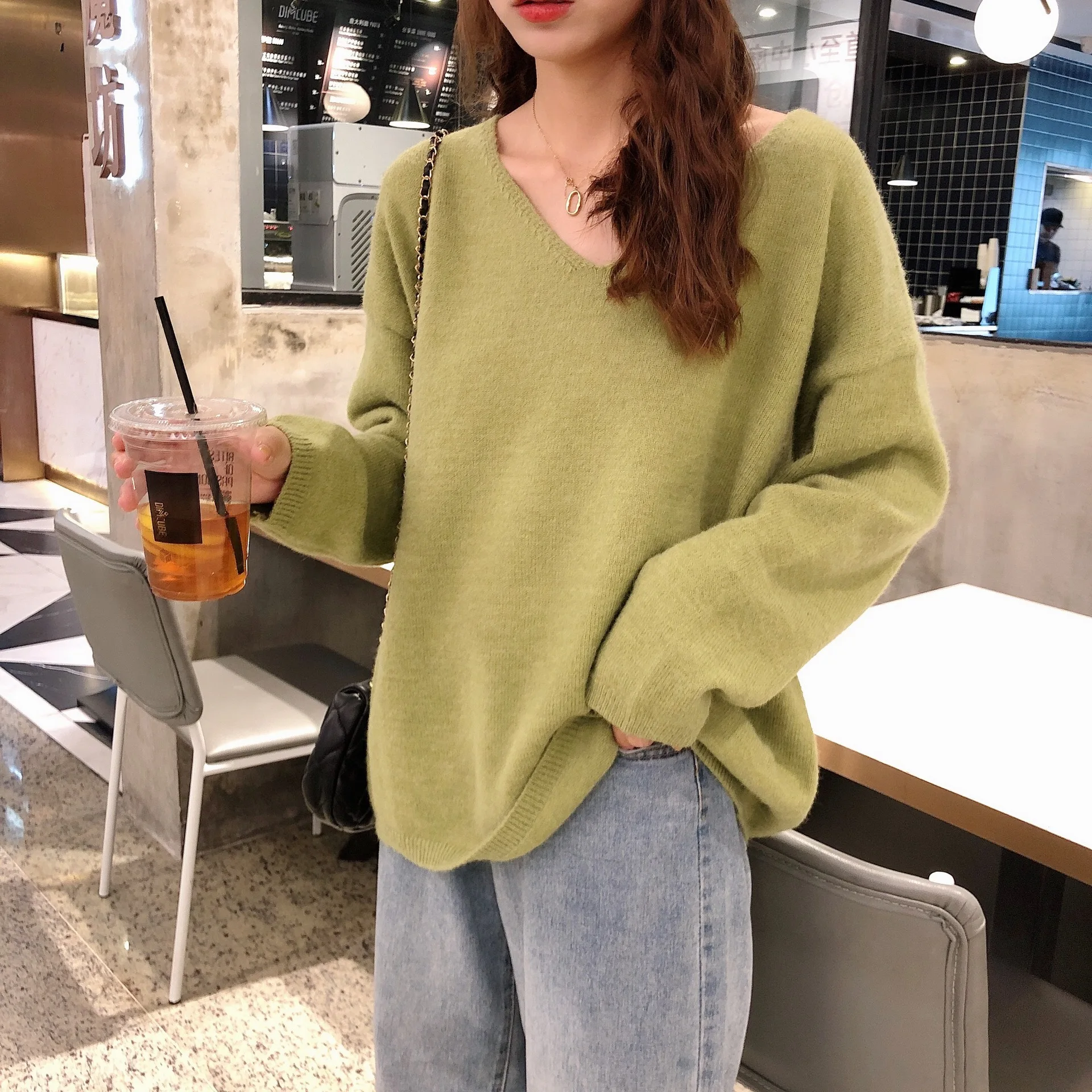 Женский свитер повседневный трикотажный с длинным рукавом |