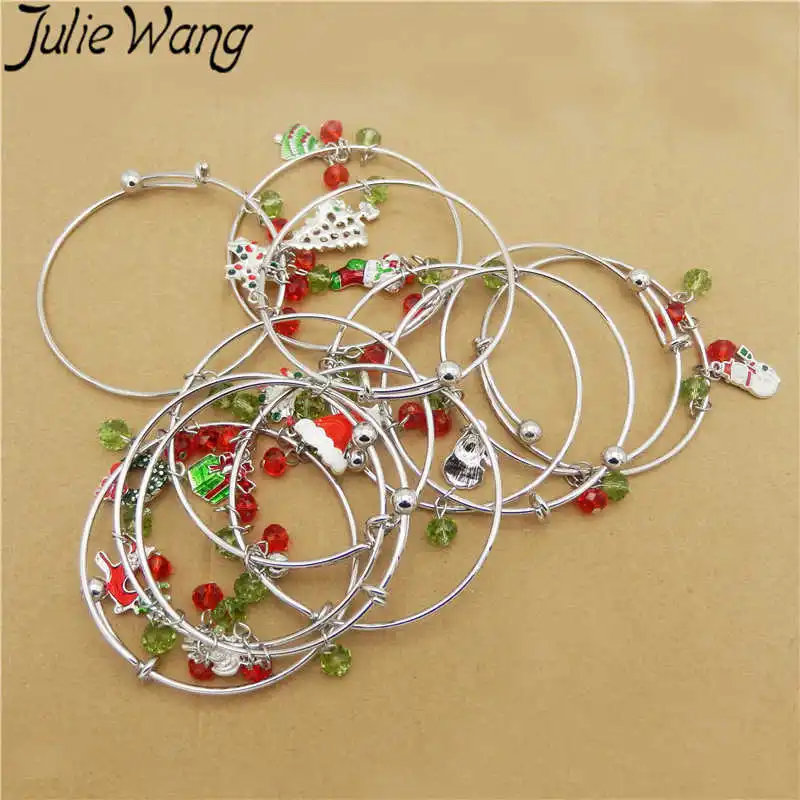 Julie Wang 4 12 шт. эмалированный браслет с рождественской елкой Санта Клаусом женский