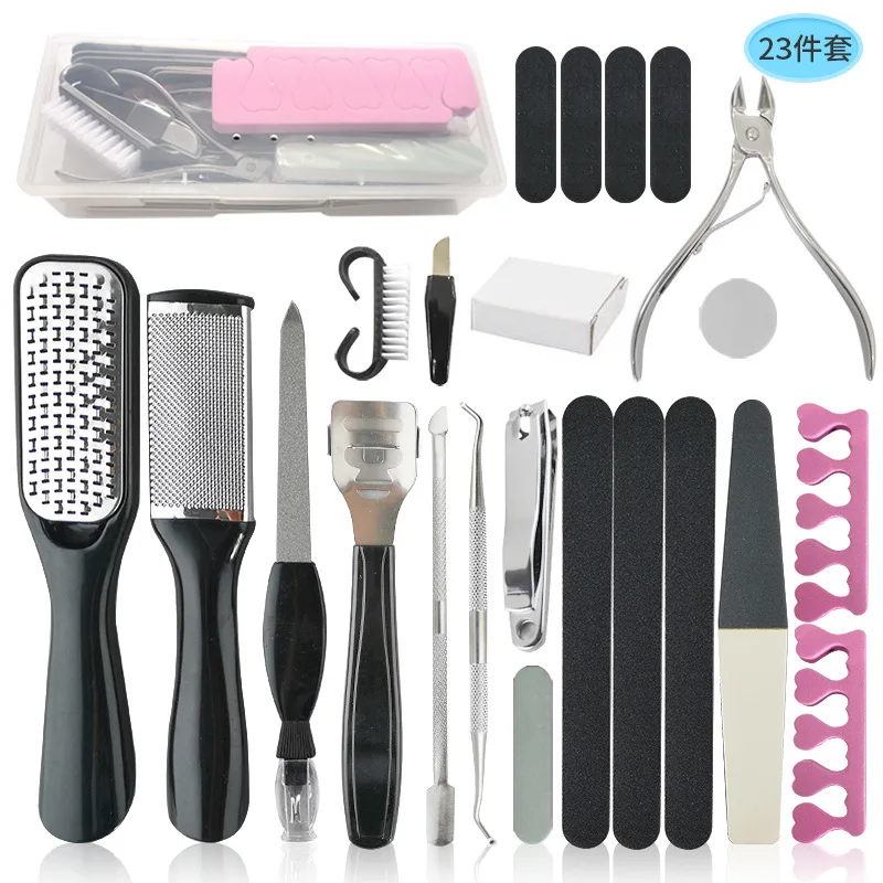 

Processing Customized Pedicure Tools 23-Piece Exfoliating Foot File Nail Clippers Set Nail File Nail Tools