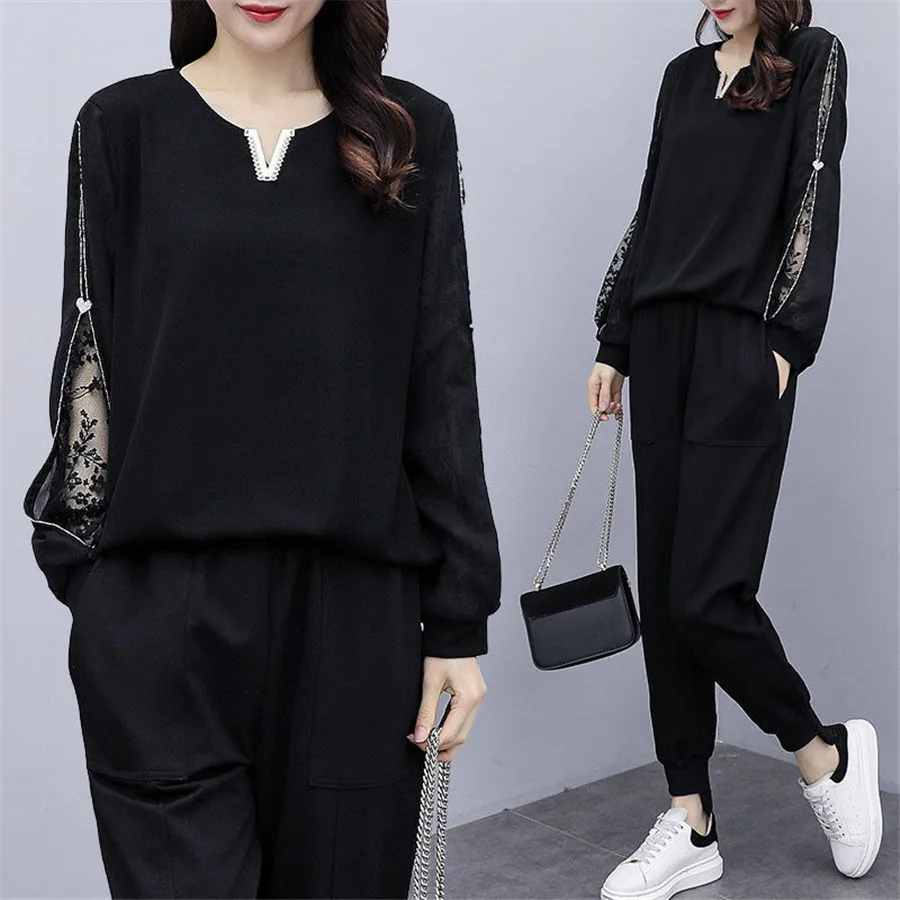 

two piece set Long Sleeve shirt tops +pants 2 piece outfits for women Autumn Workwear fashion tracksuit 2 piece set women