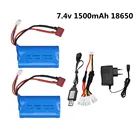 Аккумулятор 7,4 В для Wltoys 12423, 12428, 12401, 12402, 12402A, запчасти для радиоуправляемых игрушек, 2s, 1500 мА  ч, 7,4 В, набор зарядного устройства для литиевых батарей