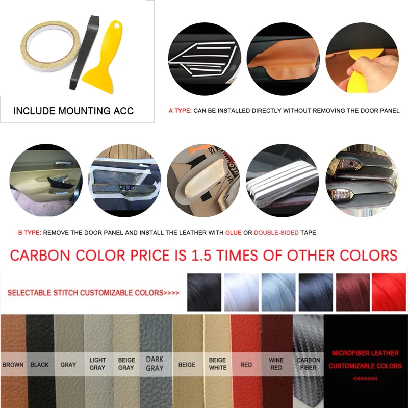 

Microfiber Leather Car Front / Rear Door Handle Panel Cover Trim For Honda XRV Vezel H-RV