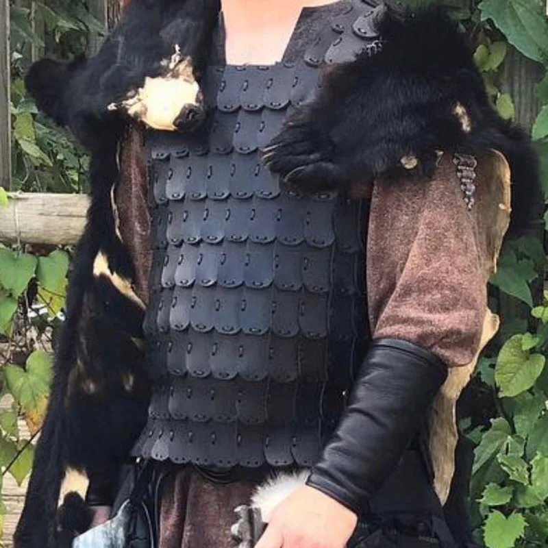 Viking бронежилет средневековый кожа кирасы Рыцарь Воин Ranger Косплэй костюм черный
