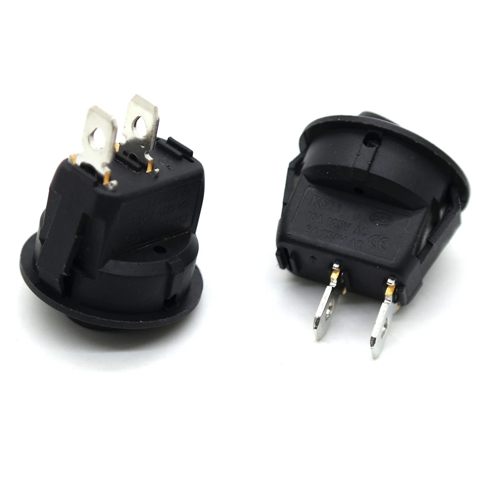 KCD1 Round Shape Rocker Switch 2/3 Position black ON-OFF Pin Electrical Equipment With Lighting Power 16.5mm 23mm red light |
