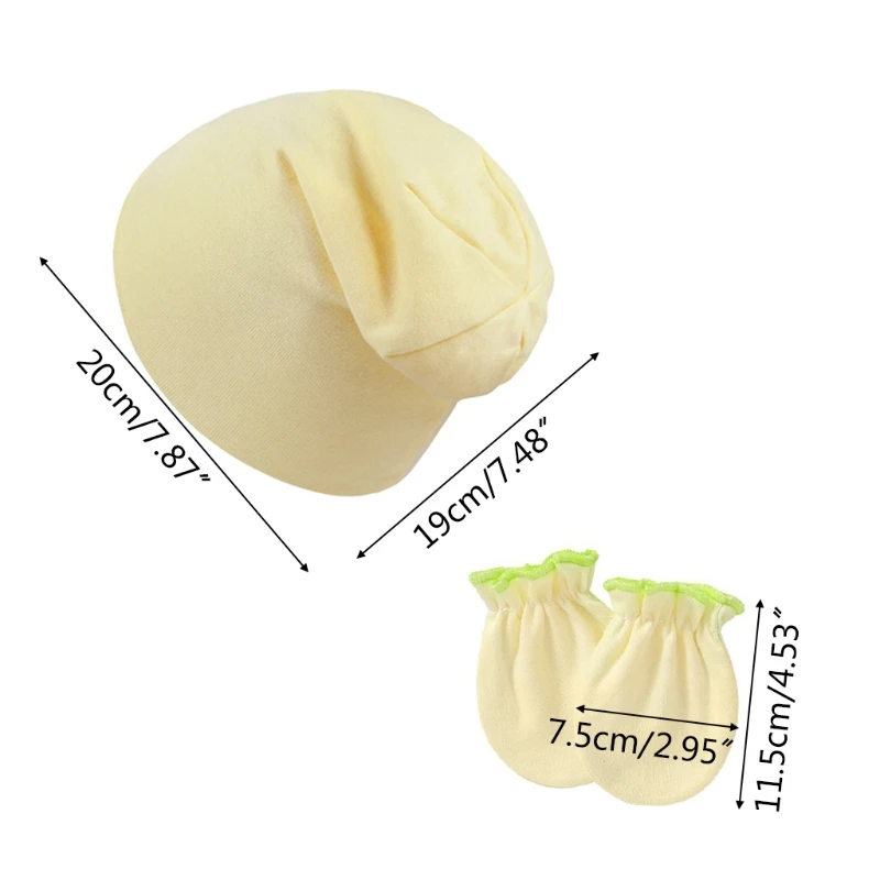 

Baby Infants Anti Scratching Cotton Gloves+Warm Slouchy Skullcap Hat Set Newborn Mittens Beanies Cap Kit Shower Gifts