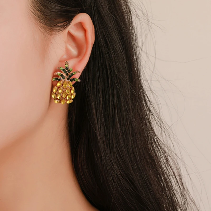 Роскошная желтая обувь с украшением в виде кристаллов сережки ананасов милые