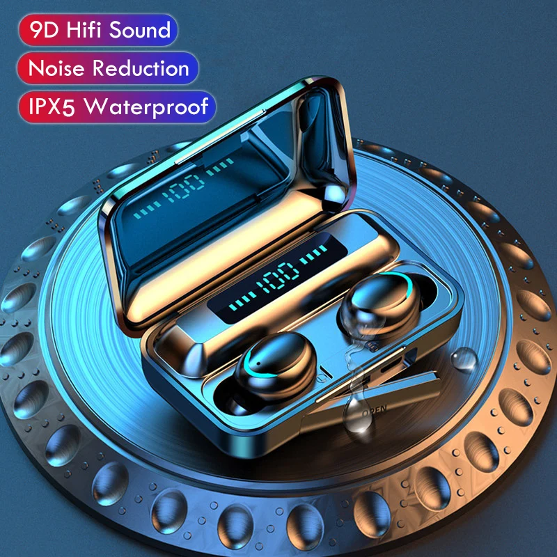 

Oringinal F9 TWS Bluetooth V5.0 Earphones Wireless Headset HiFI Stereo In-ear Earbuds Wireless Headphones for sport With Mic