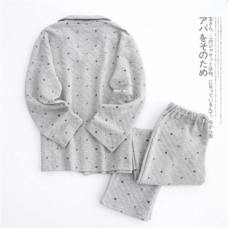 Пижама мужская хлопковая с длинным рукавом, свободная повседневная утепленная одежда для дома, одежда для сна, кимоно, Осень-зима от AliExpress RU&CIS NEW