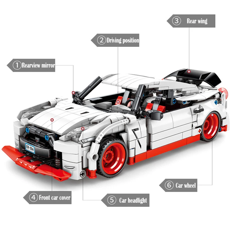 

Compatible Lepinings City Pull Back Mechanical Racing Car Building Blocks Technic Diy Sport Car Bricks Educational Toys