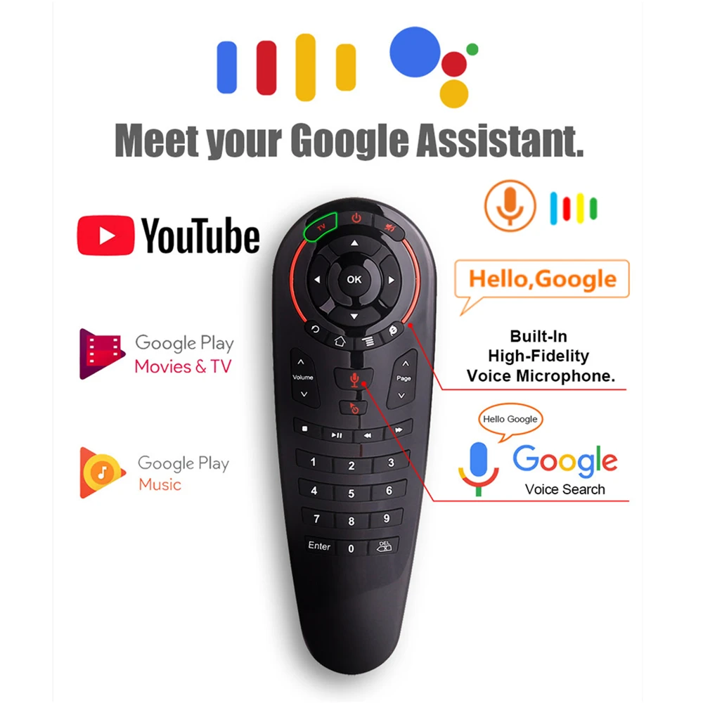 g30s voice search air mouse 33 keys ir learning gyroscope google assistant 2 4g usb smart remote control for x96 android tv box free global shipping