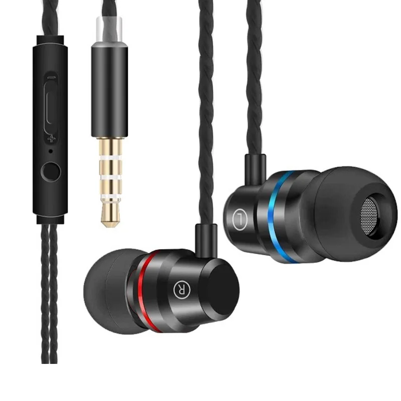 Металлическая гарнитура наушники вкладыши с басами и микрофоном регулировка