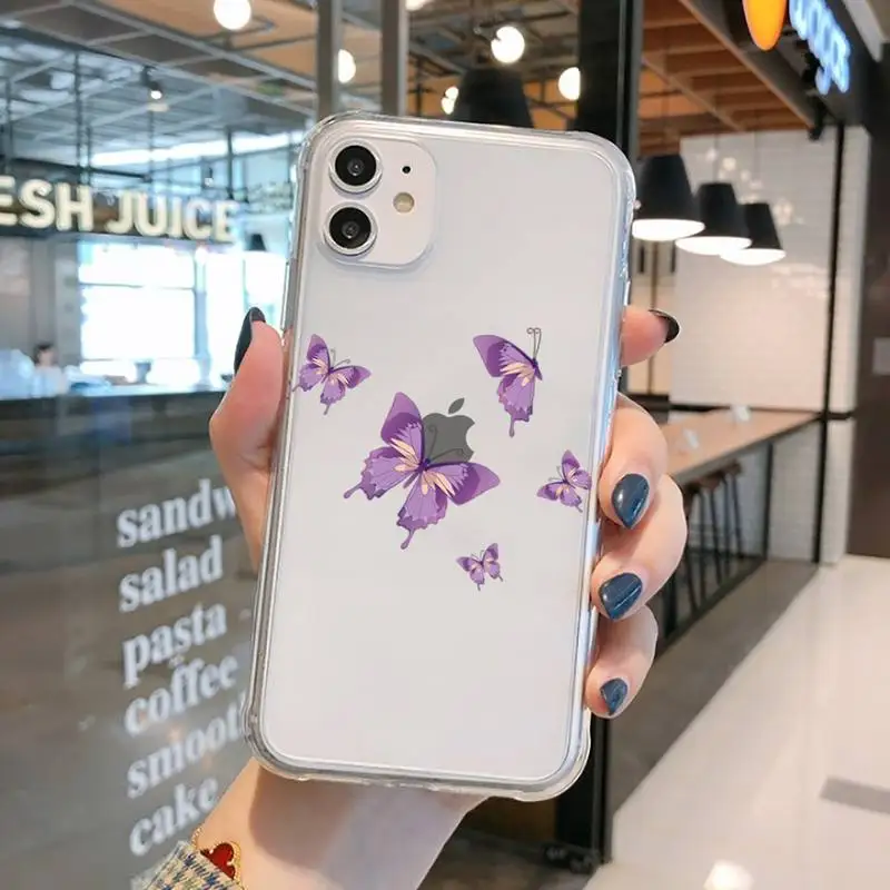 

Beauty Butterfly pretty Phone Case Transparent for iPhone 11 12 mini pro XS MAX 8 7 6 6S Plus X 5S SE 2020 XR