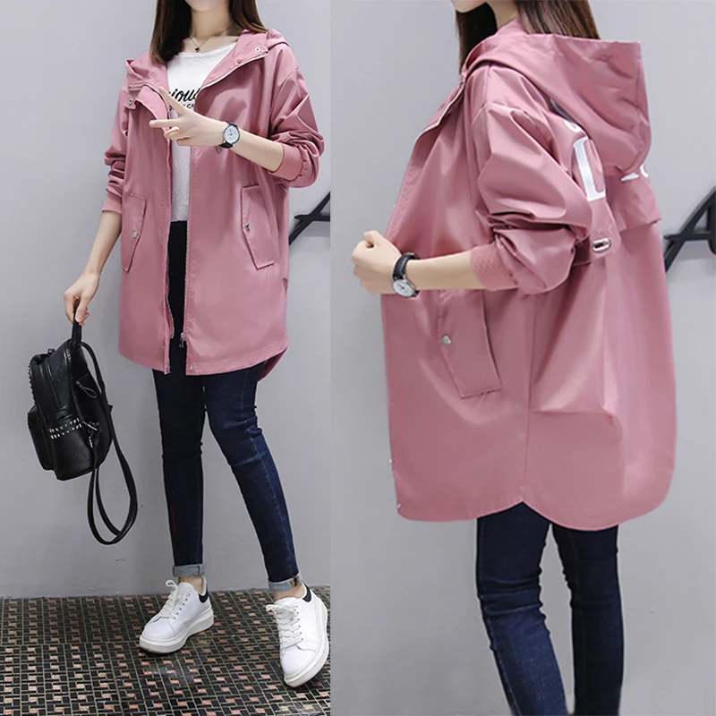 

Female Mid-Length Windbreaker Overcoat Women 2021 New Spring Autumn Korean Casual Fashion Loose All-Match Trench Coat Female