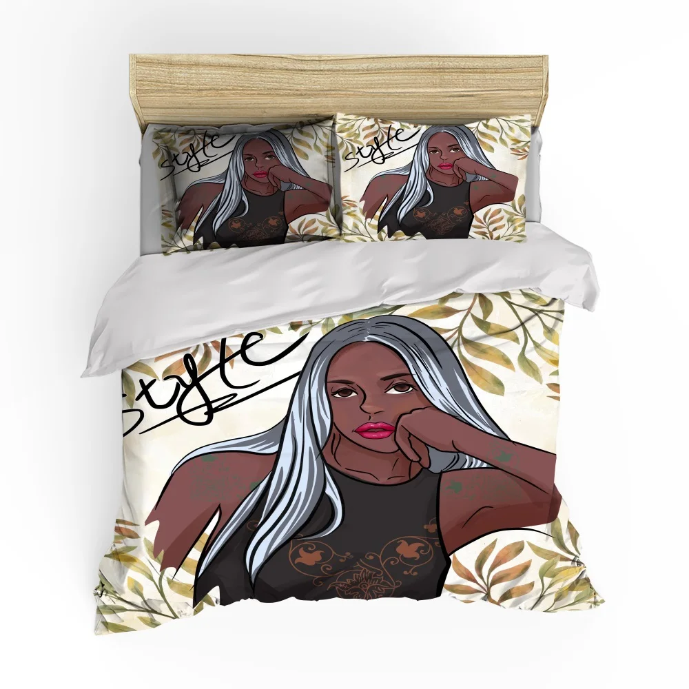 

Black Girls Headphone Hip Hop Duvet Cover Set Kids Boys Girls GIfts Bedroom Decor Bed Bedding Set Bedspread Comforter Cover