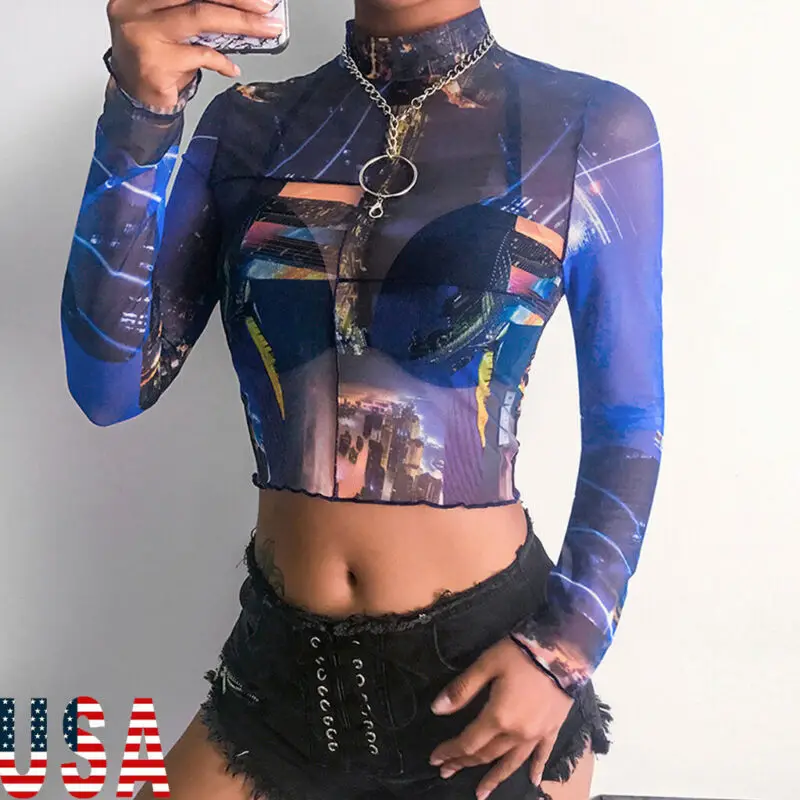 Летняя Сексуальная женская блузка повседневный прозрачный сетчатый топ с