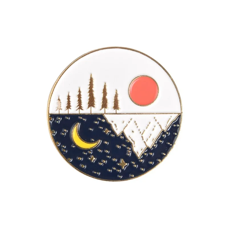 2 Pin мультфильм Луна солнце день и ночь попеременно Броши для женщин Креативные