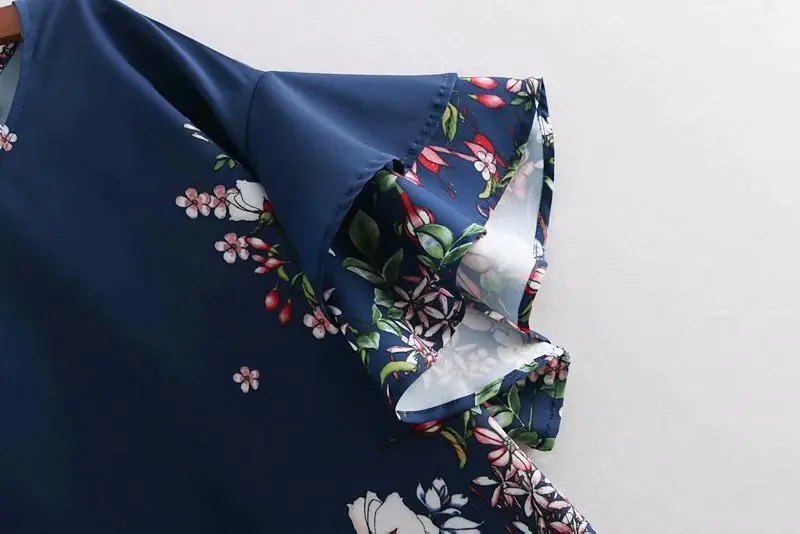 2018 модная женская винтажная рубашка с цветочным принтом блуза круглым вырезом и