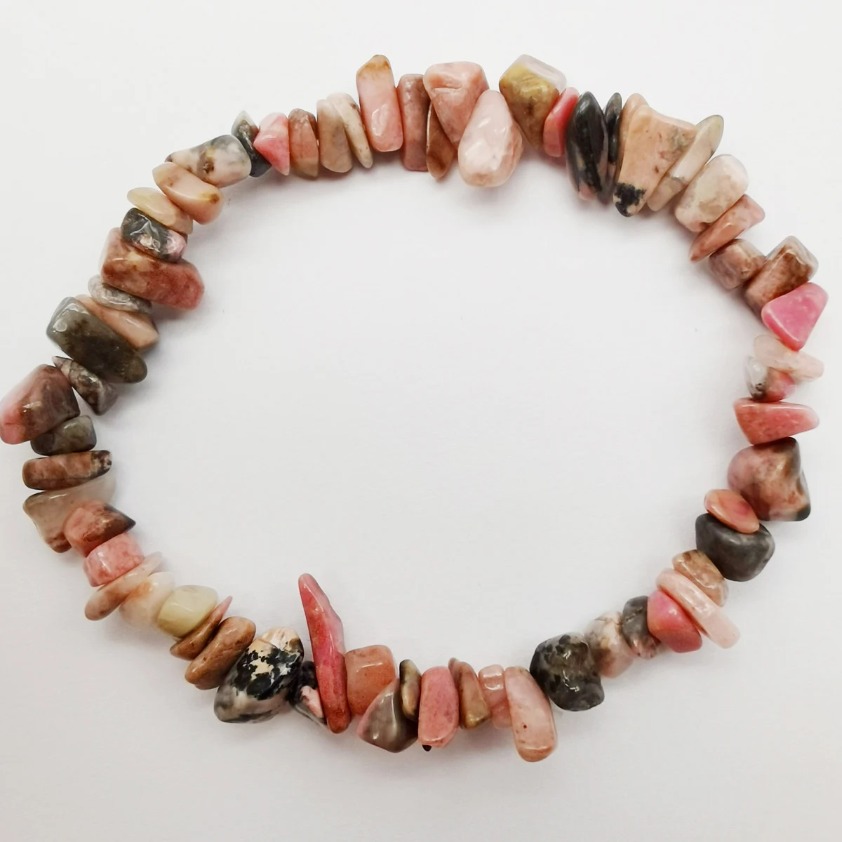 Счастливый чип бусины Родонит стрейч браслет 8 дюймов ювелирные изделия для