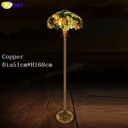 Copper Grape Торшер FUMAT Tiffany, 20 дюймов, Витраж, яблоко, роза, виноград, цветок, рисунок, медная рамка, светильник, домашний декор, мозаика - Цвет абажура: Copper Grape