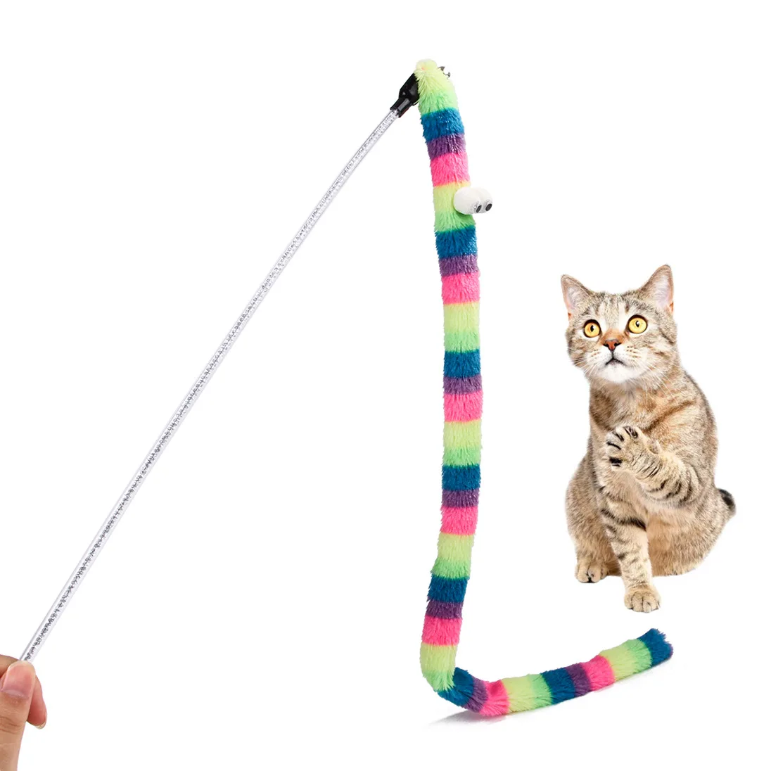 

1Pc Kitten Cat Pet Toy Funny Cat Toy Fishing Rod Stick Teaser Colour Streamer Interactive Cat Play Wand With bell Toys For Cats