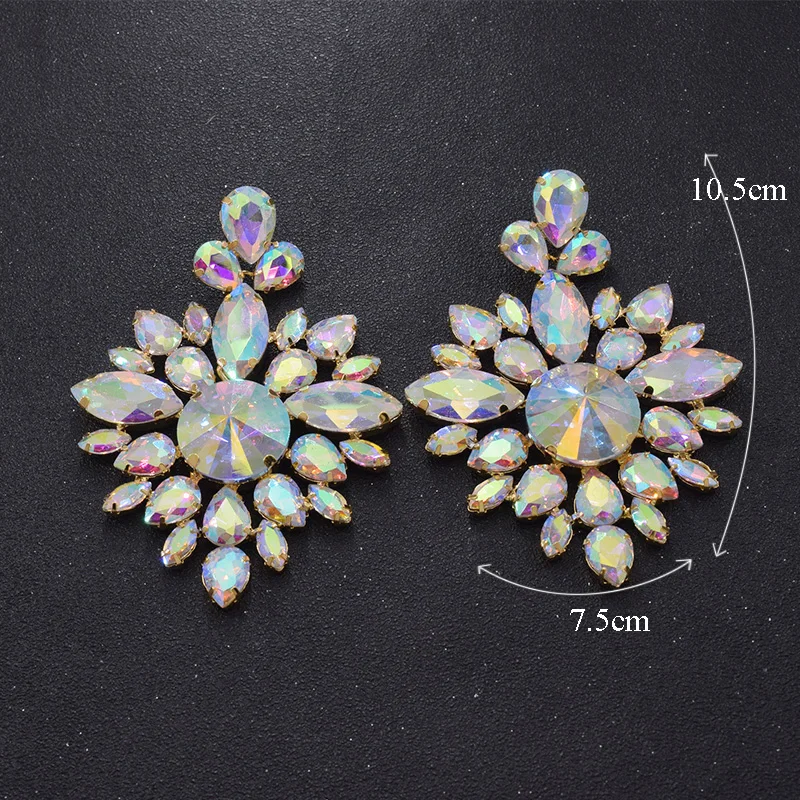 Большие размеры Хрустальные Стразы AB стеклянные Blingbling Свадебные Висячие серьги