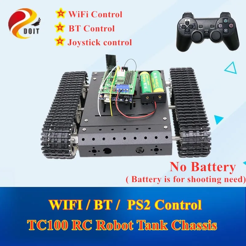 WiFi/Bluetooth/PS2 управление TC100 RC комплект шасси с роботом баком модулем WIFI + плата UNO R3