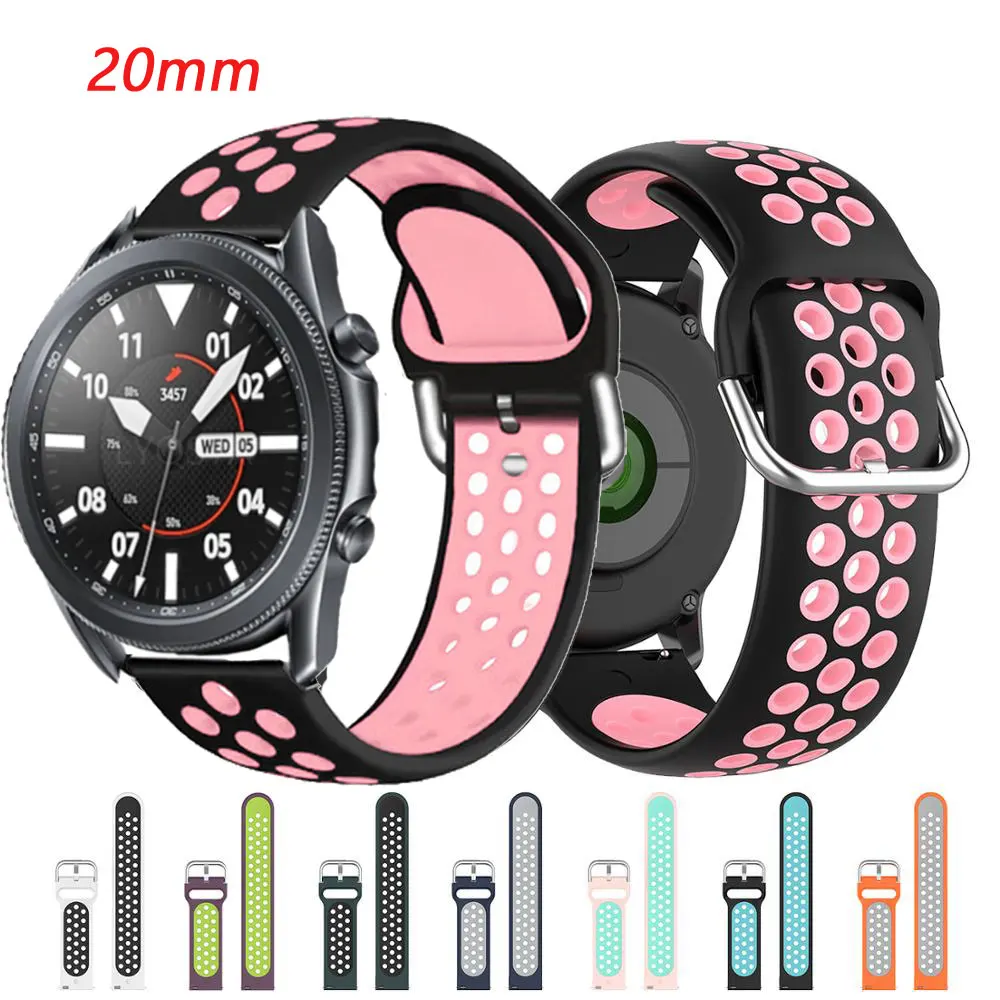 

For Samsung galaxy watch 3 41 SM-R850/ Gear S2 for Garmin Forerunner 645 245/Vivoactive 3 Silicone strap wristband Accessories