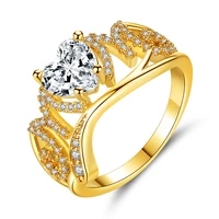 golden heart rings crystal zircon ring christmas gift for women wedding jewelry rings best gift anniversary gift