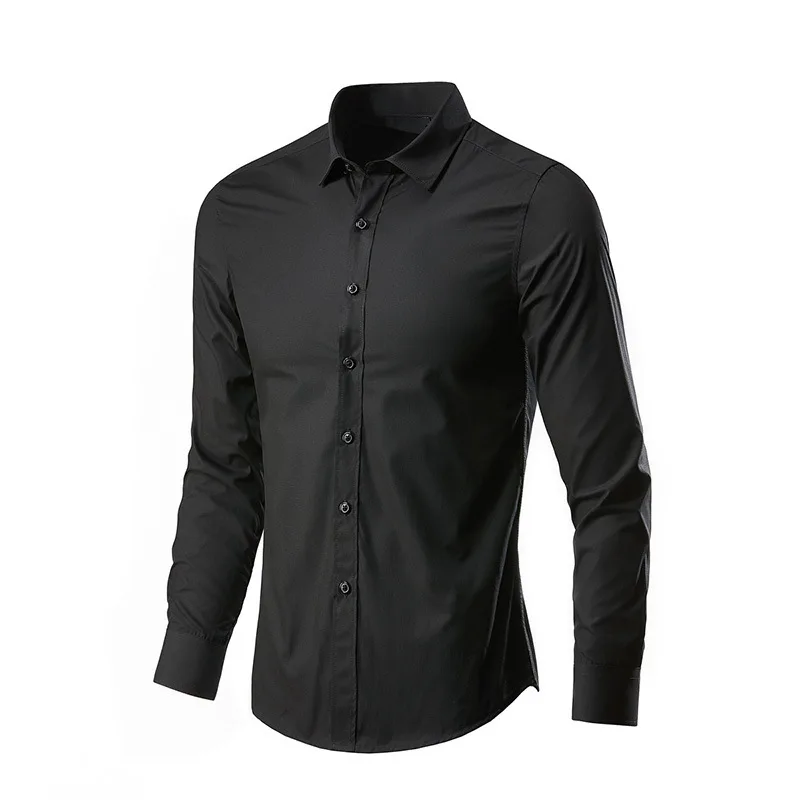 

Black Long Sleeve Shirt Men's Non-iron Casual Business Shirt Slim Fit Work Solid Dress Shirts for Men Korean Style Men Clothing