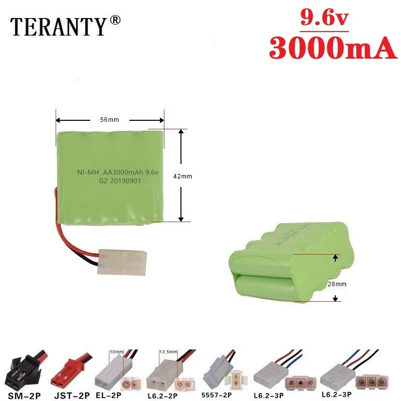 

Upgrade 9.6v 3000mah NiMH Battery For Rc Toys Cars Tanks Trucks Robots Guns Boats AA Ni-MH 9.6v Rechargeable Battery Pack 1pcs