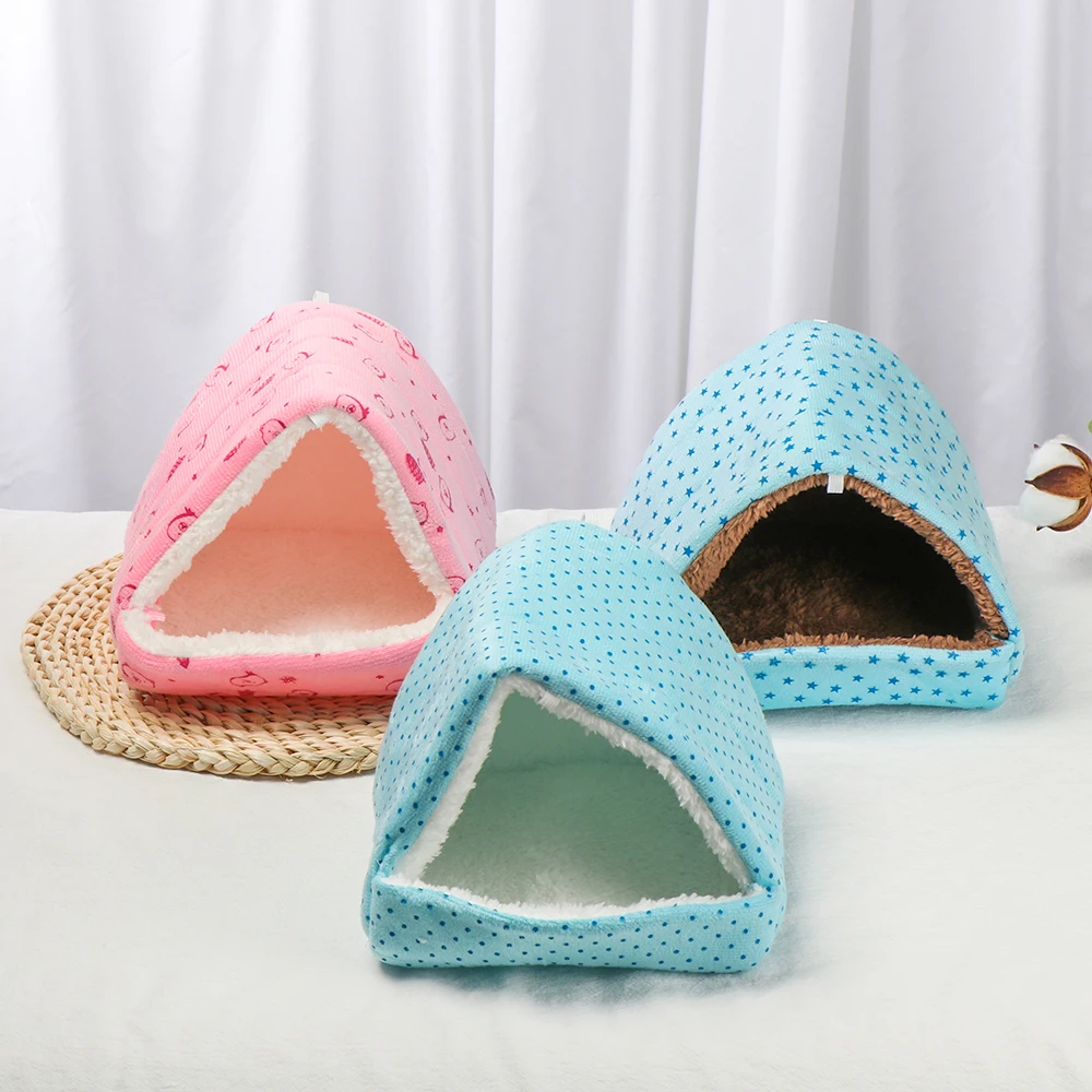 

Mini Cute Small Anima Winter Pad Bed Nest Warmer House Cave Soft Cotton Plush Hamster Rabbit House Small Cage Pets Supplies